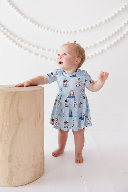 Frosty Friends: Baby Twirl Dress with Bodysuit