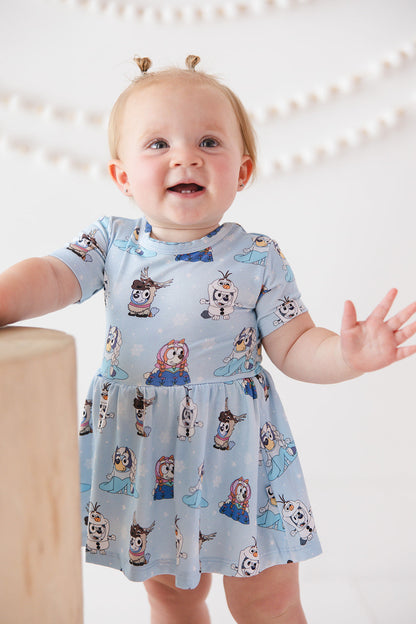 Frosty Friends: Baby Twirl Dress with Bodysuit