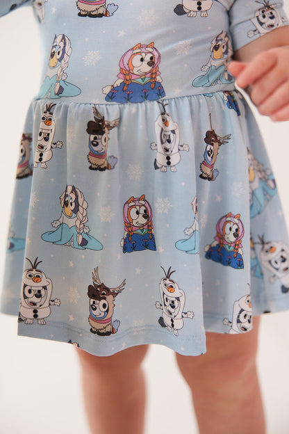 Frosty Friends: Baby Twirl Dress with Bodysuit