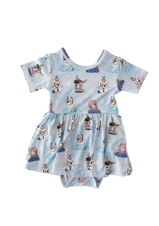 Frosty Friends: Baby Twirl Dress with Bodysuit